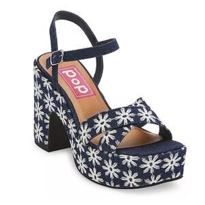 Pop Womens Grandiose Heeled Sandals Blue White Size 8.5M